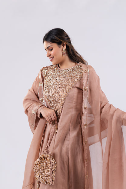 LIGHT BROWN KURTI SET