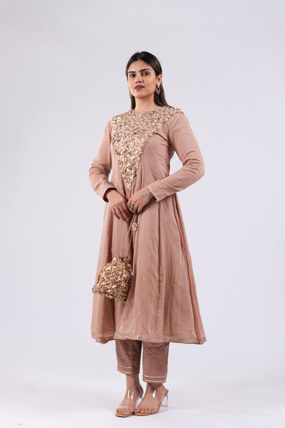 LIGHT BROWN KURTI SET