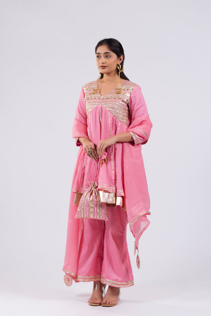 CANDY PINK SHORT KURTI SET