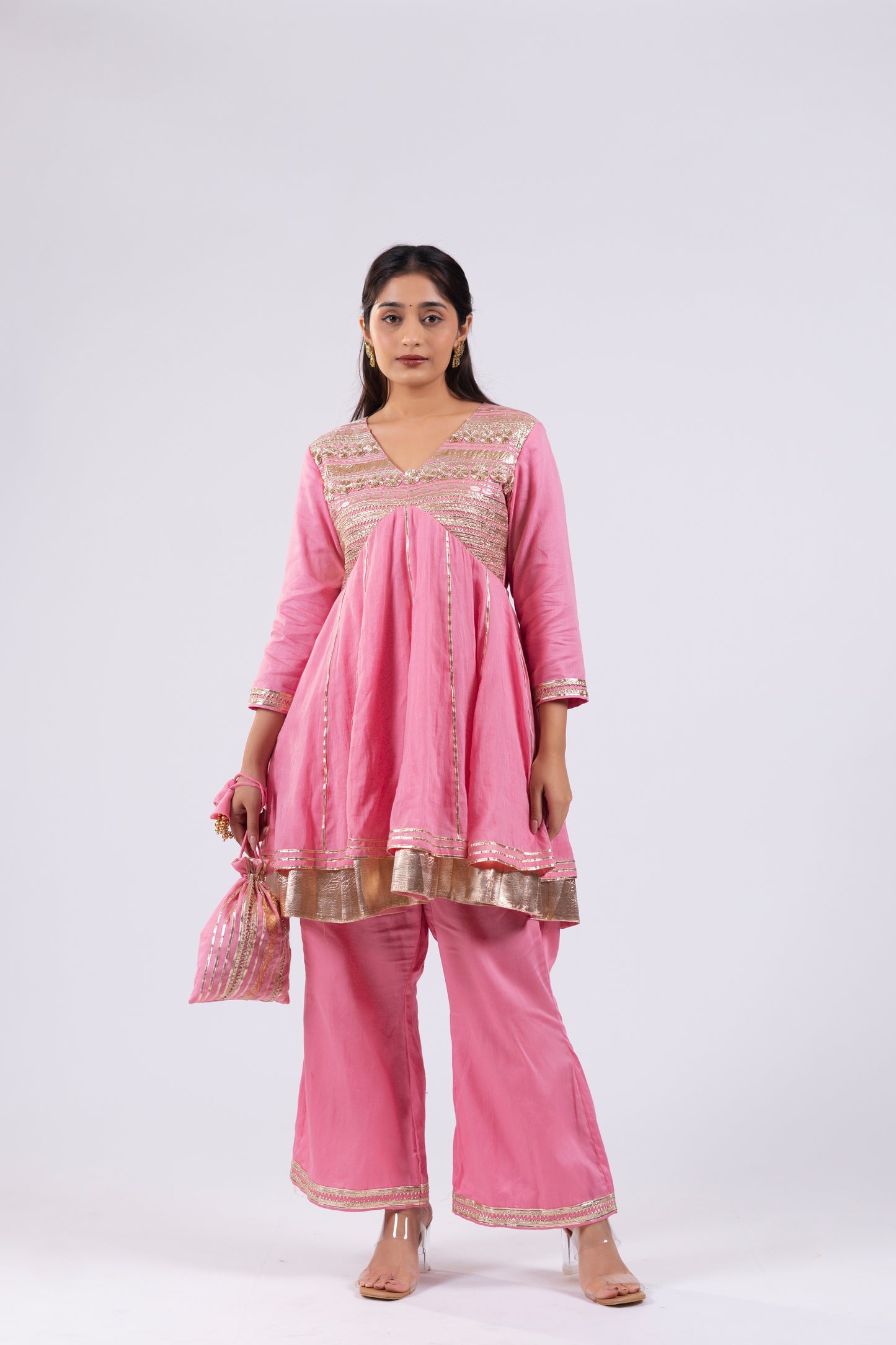 CANDY PINK SHORT KURTI SET