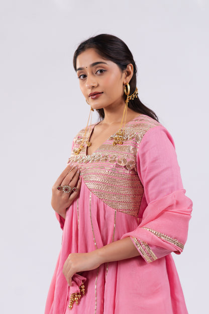 CANDY PINK SHORT KURTI SET