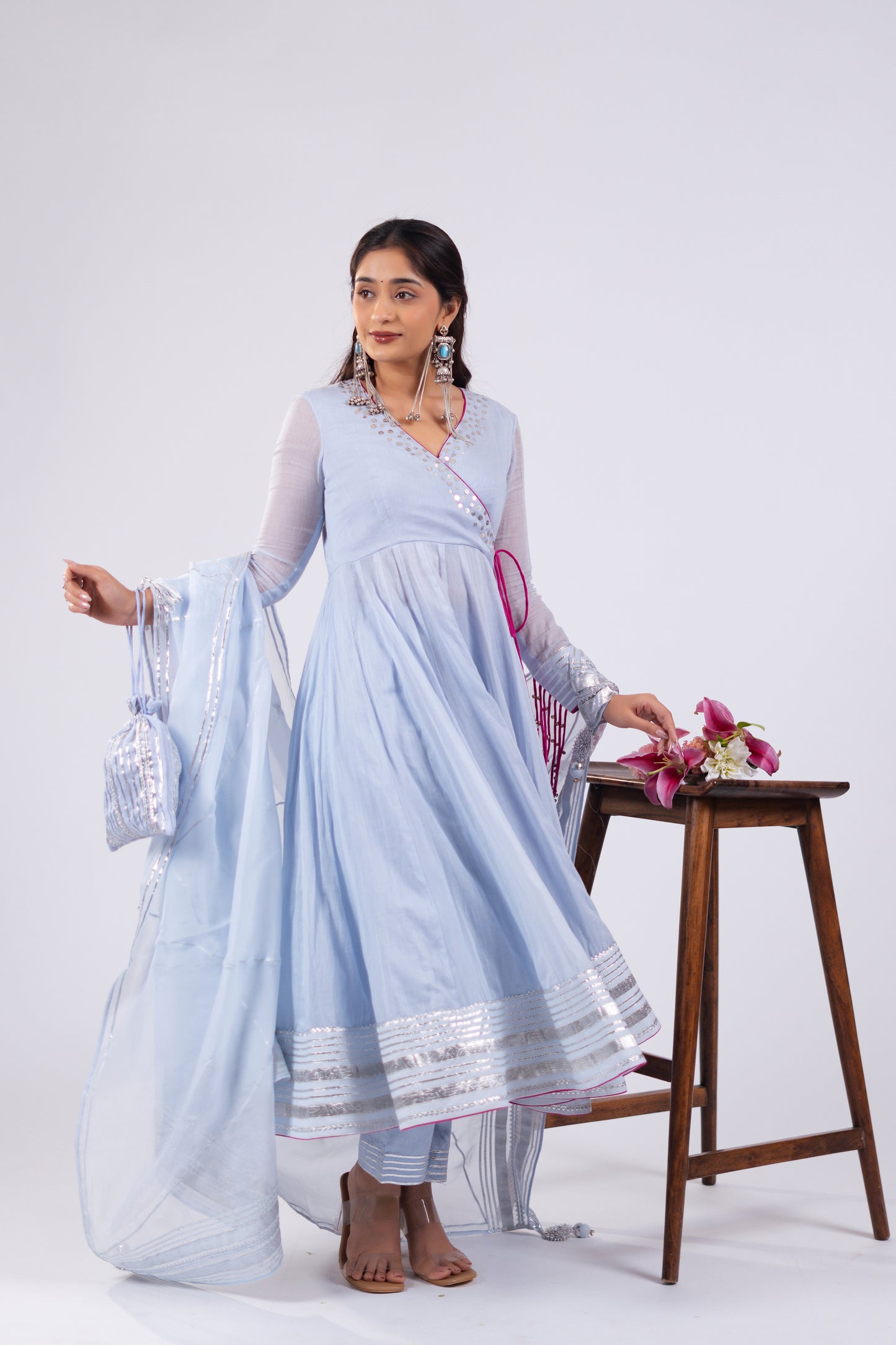 ICE BLUE ANARKALI SET