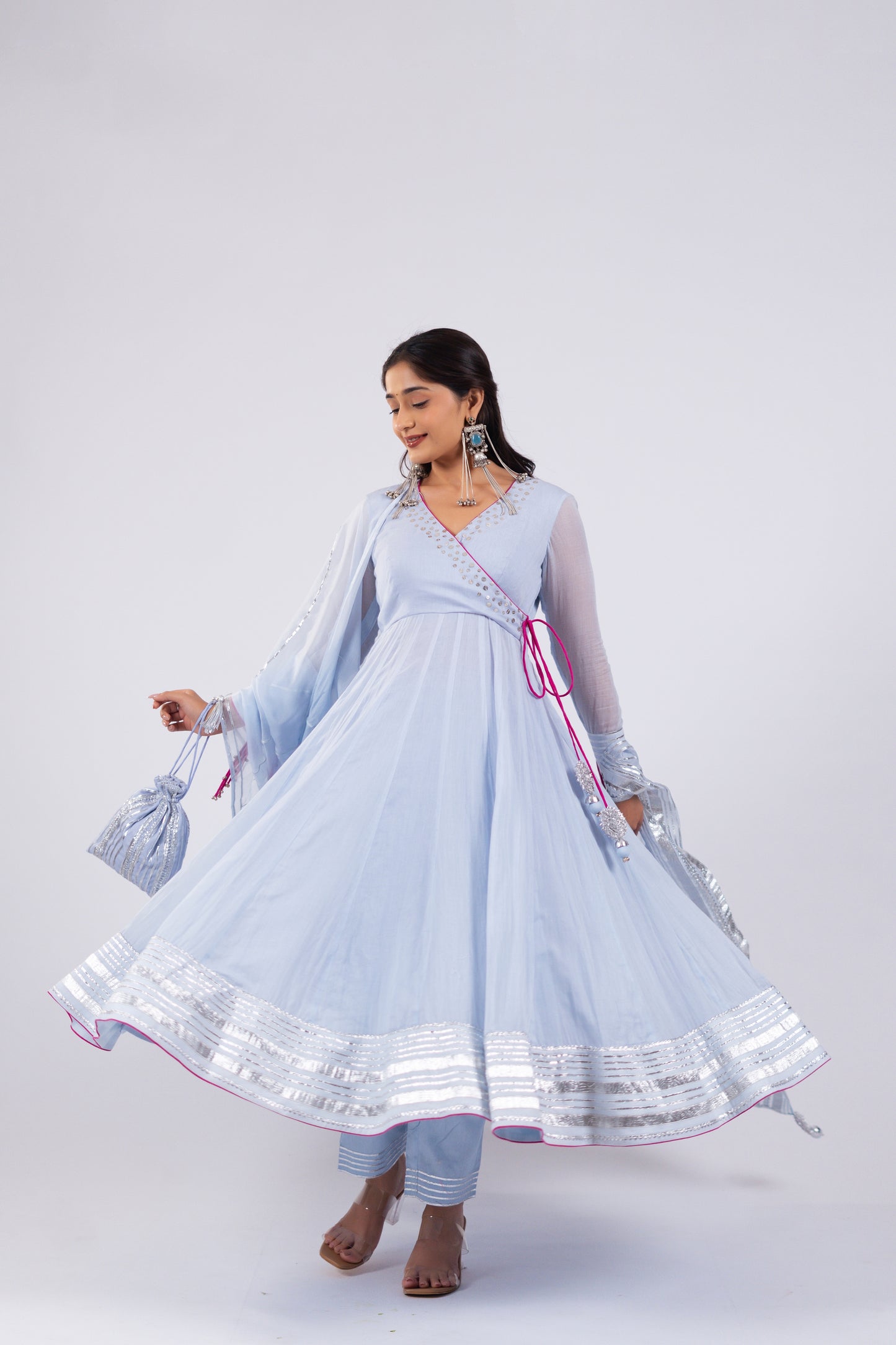 ICE BLUE ANARKALI SET