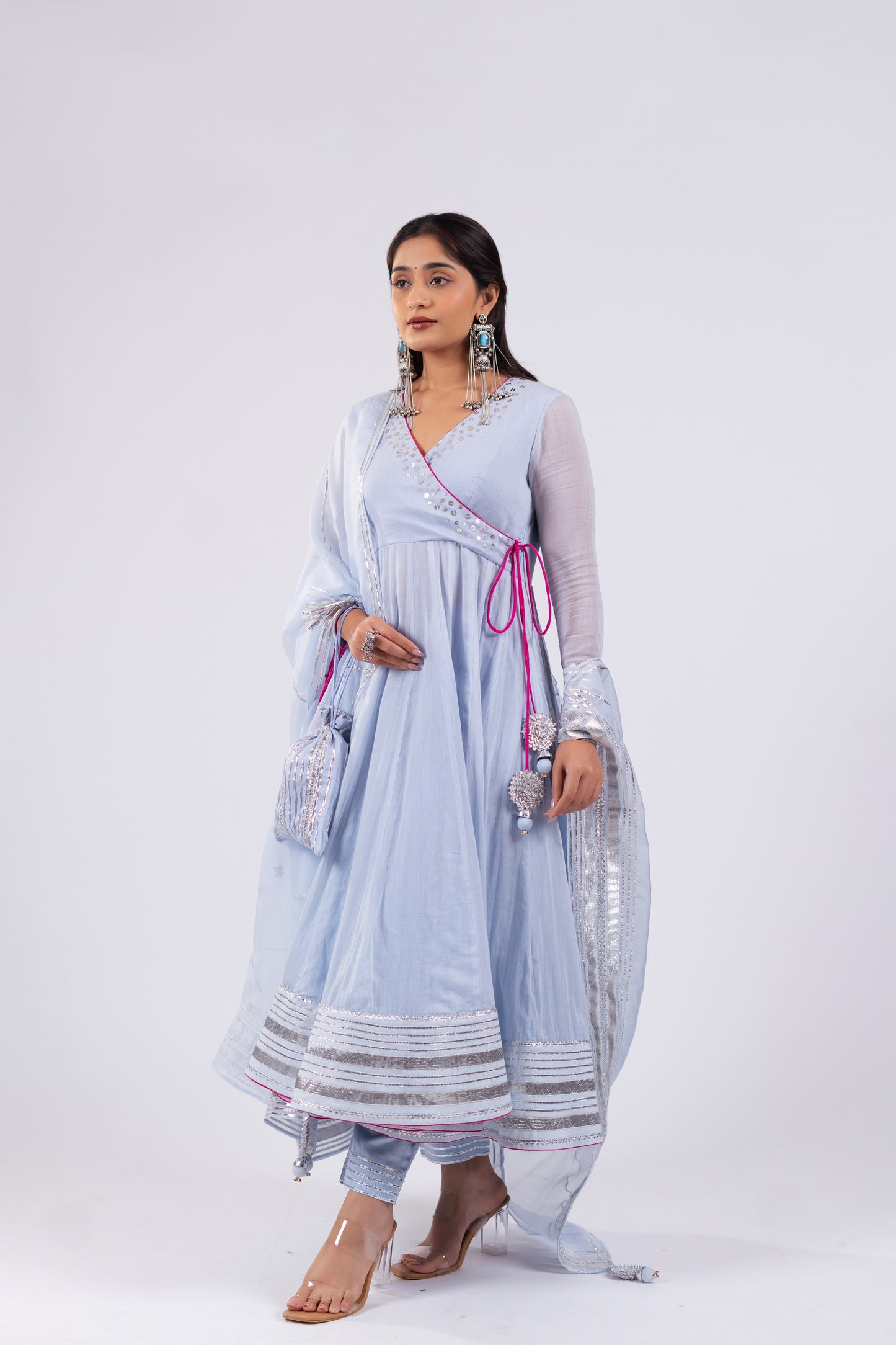ICE BLUE ANARKALI SET