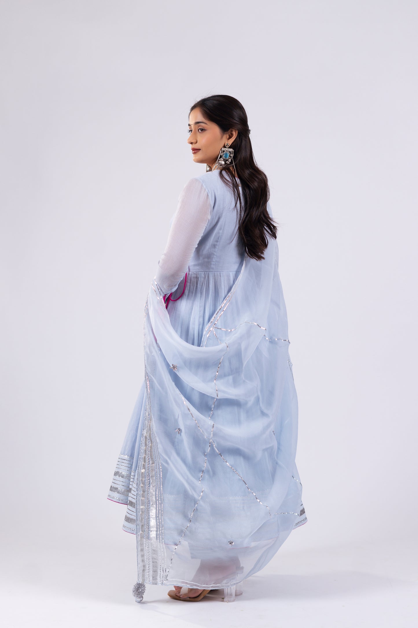 ICE BLUE ANARKALI SET