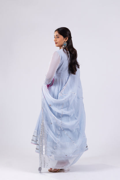 ICE BLUE ANARKALI SET