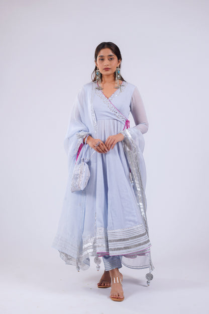 ICE BLUE ANARKALI SET