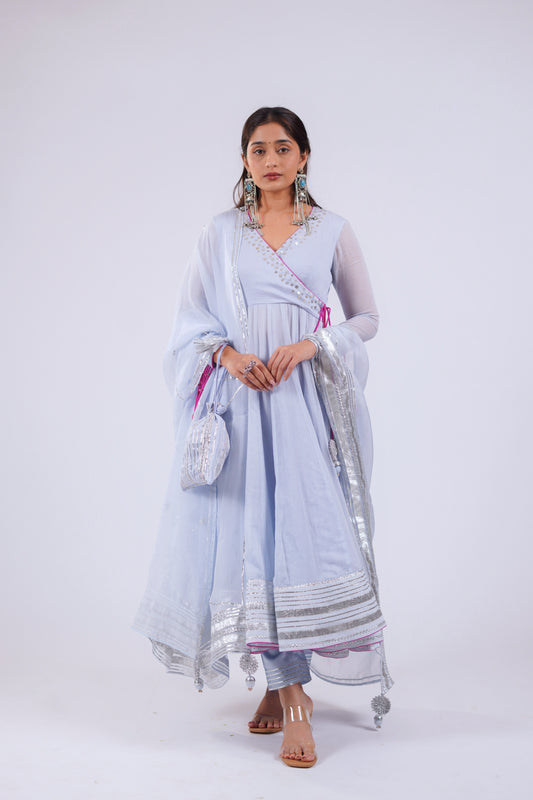 ICE BLUE ANARKALI SET