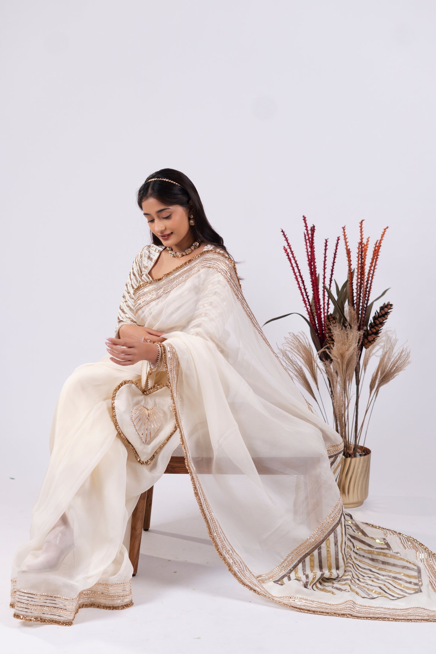 RICH WHITE ORGANZA SAREE