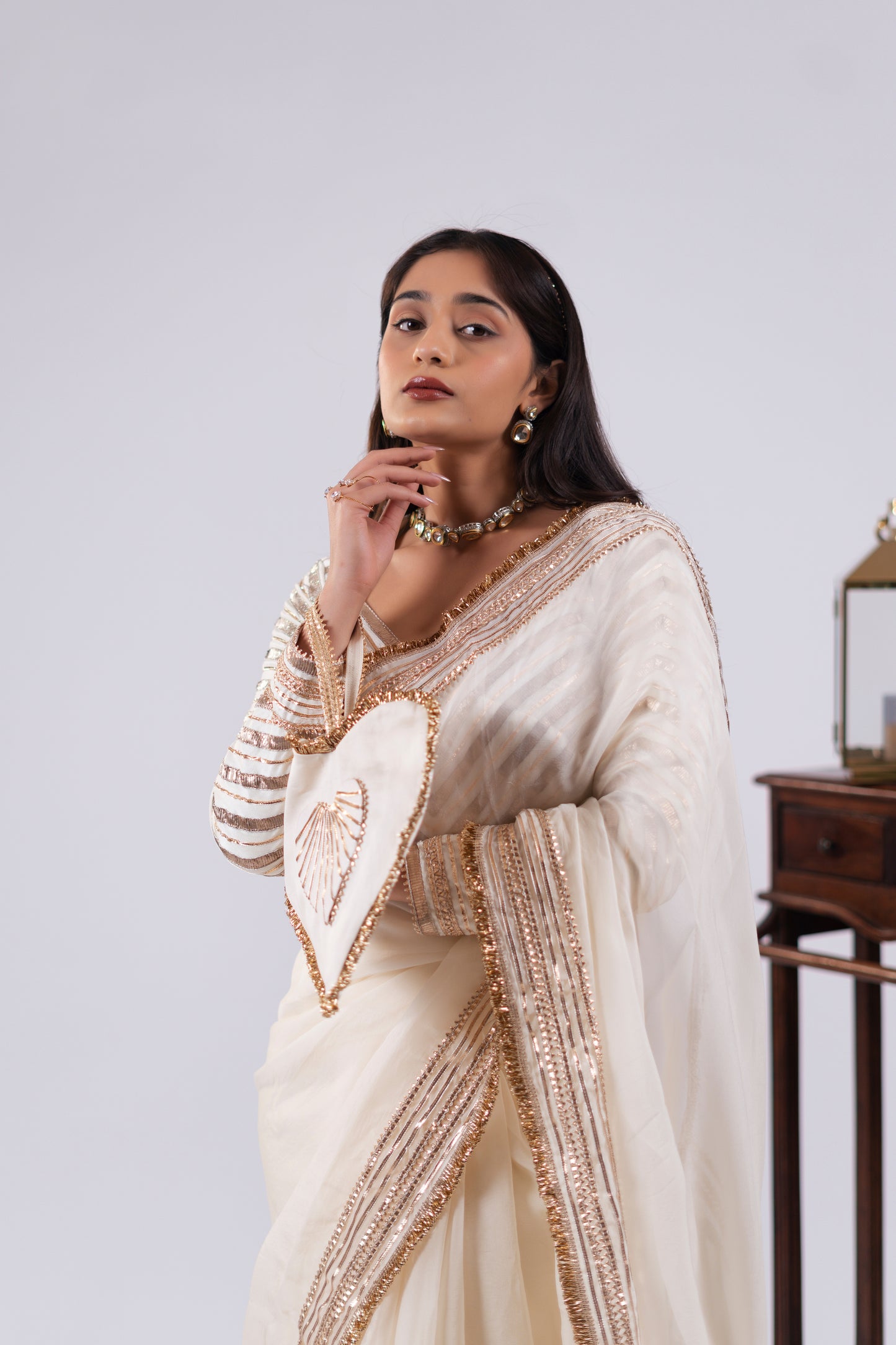 RICH WHITE ORGANZA SAREE