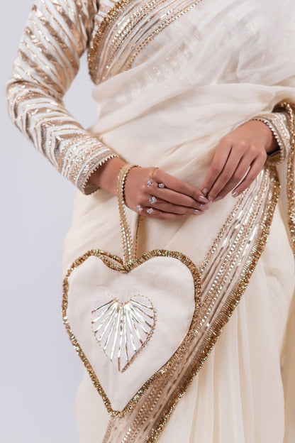 RICH WHITE ORGANZA SAREE