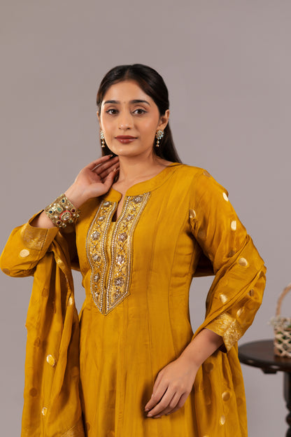 MUSTARD YELLOW ANARKALI SET