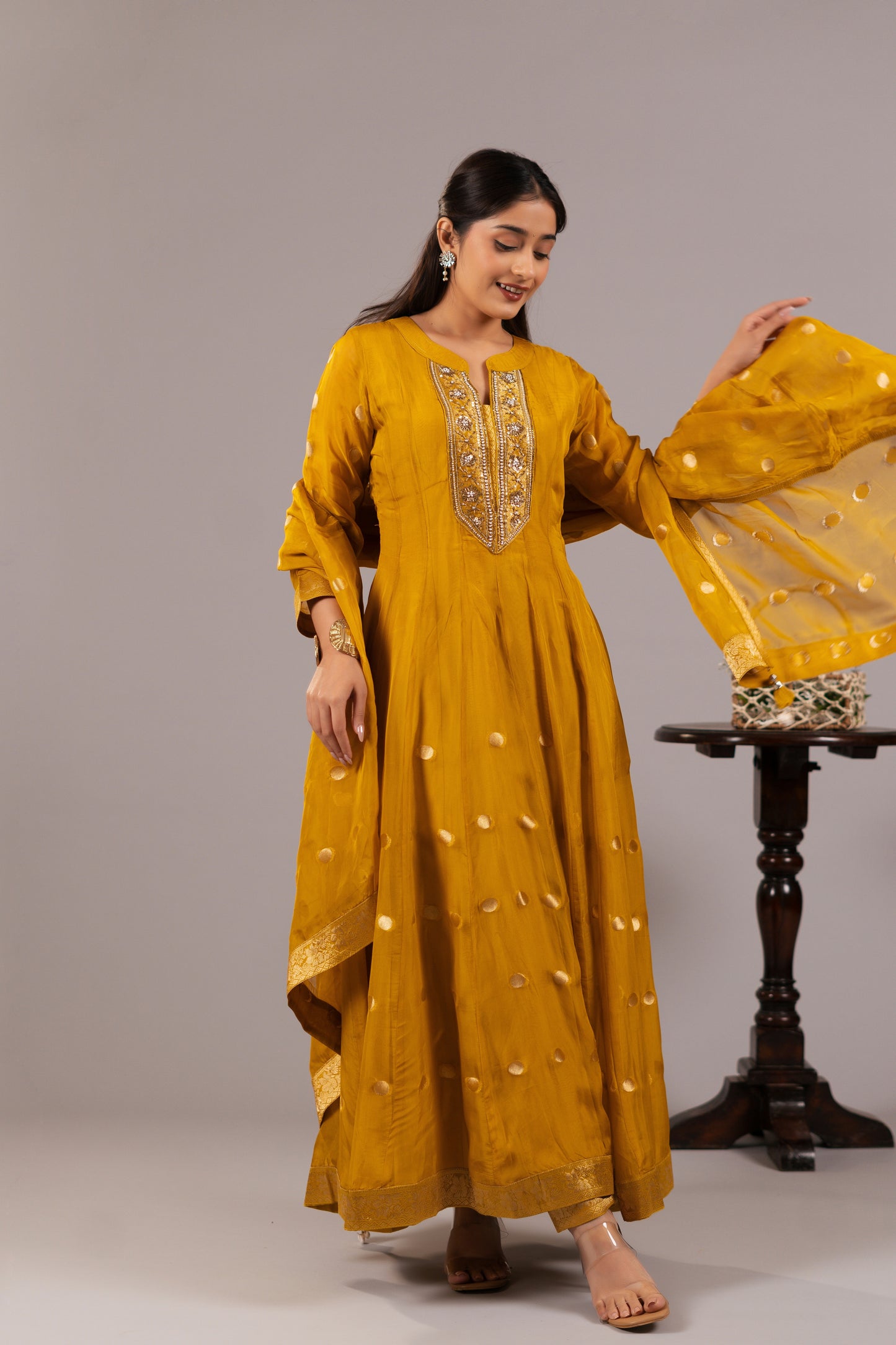 MUSTARD YELLOW ANARKALI SET