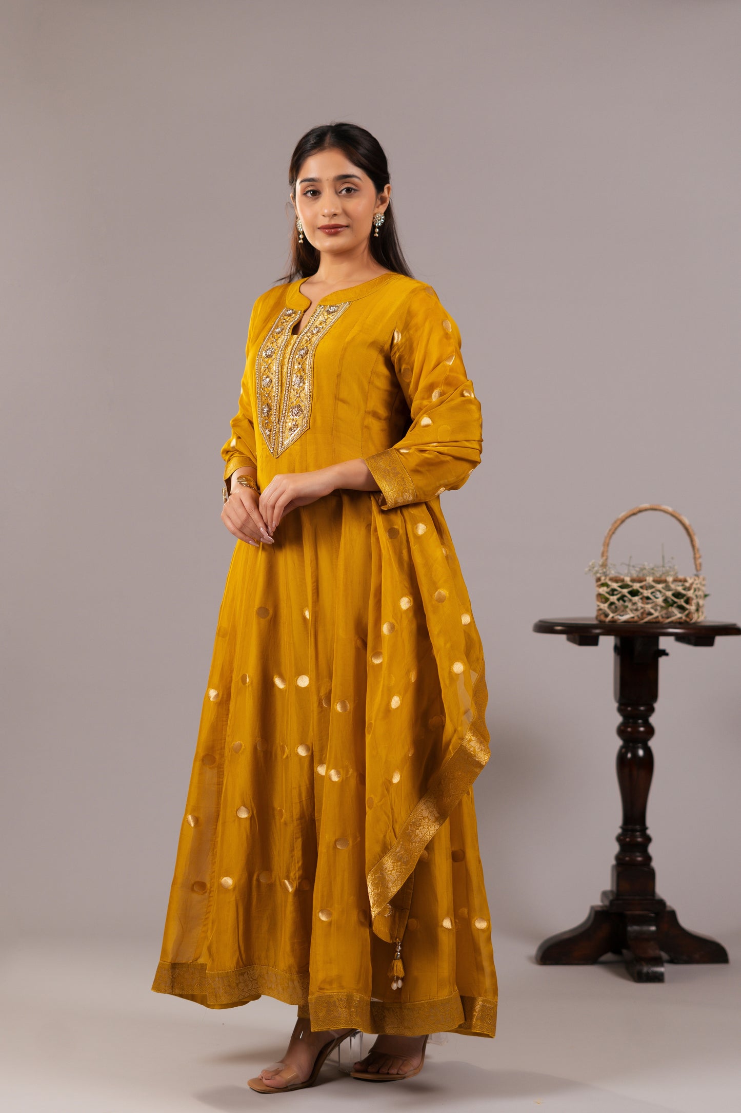 MUSTARD YELLOW ANARKALI SET