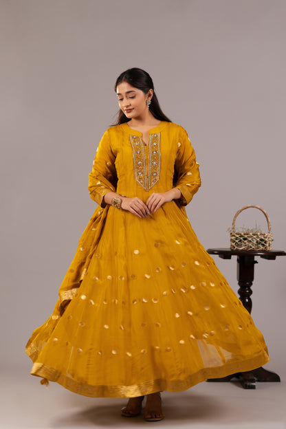 MUSTARD YELLOW ANARKALI SET