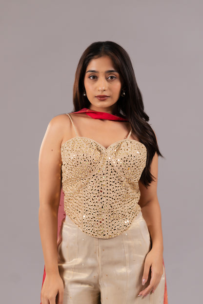 CREAM TISSUE CORSET SET