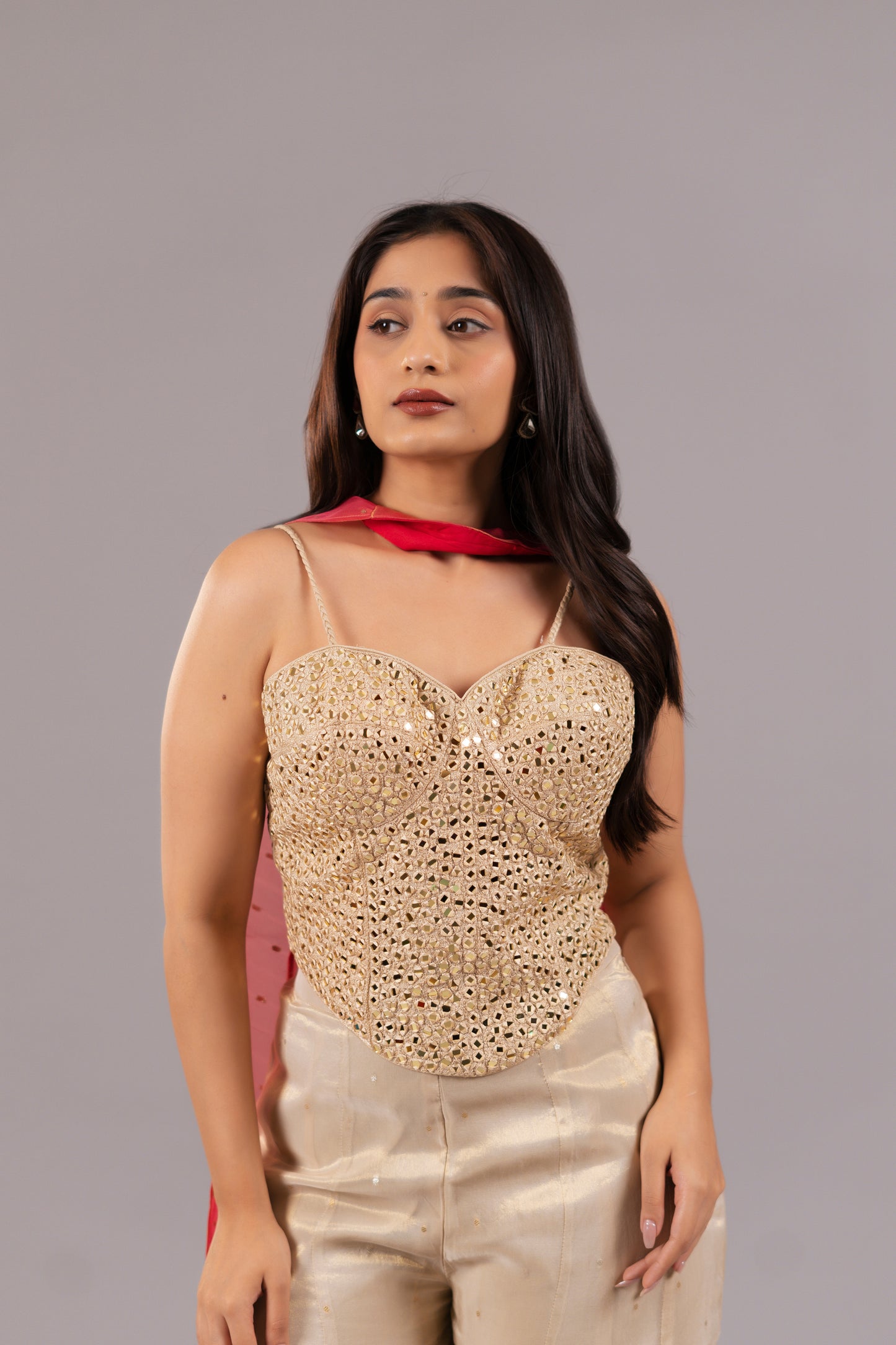 CREAM TISSUE CORSET SET