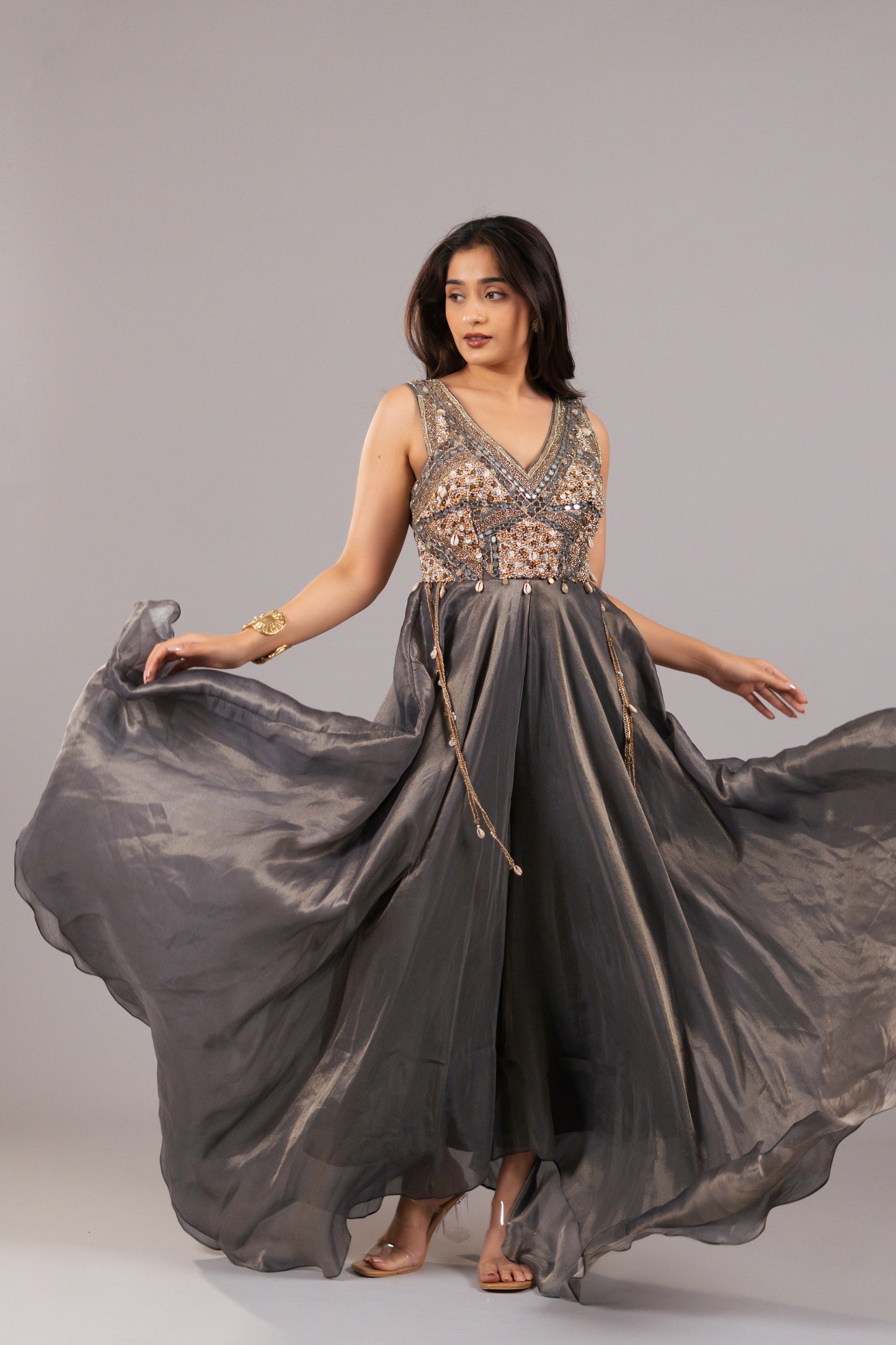 SPACE GREY TISSUE JUMPSUIT