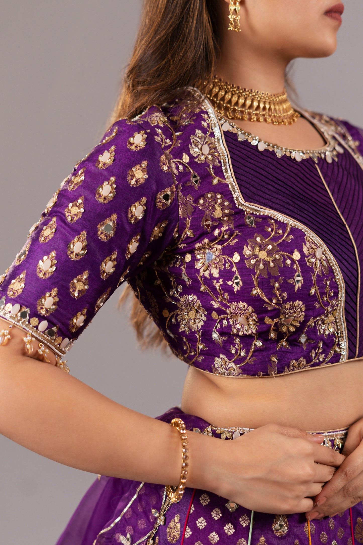 VIOLET BROCADE SILK LEHENGA