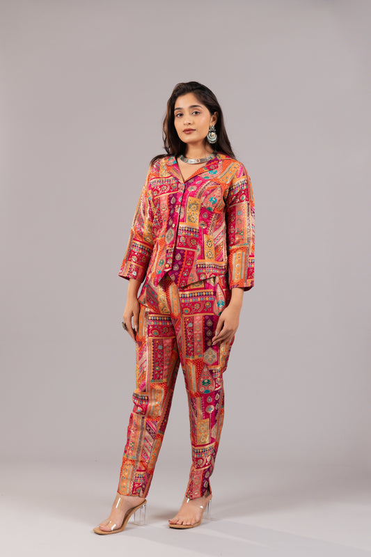 MULTI COLOR BROCADE SILK SUIT SET
