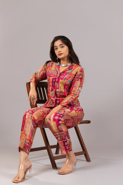 MULTI COLOR BROCADE SILK SUIT SET