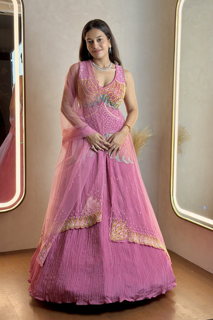 Noor Crush Fabric Long Kedia Lehenga