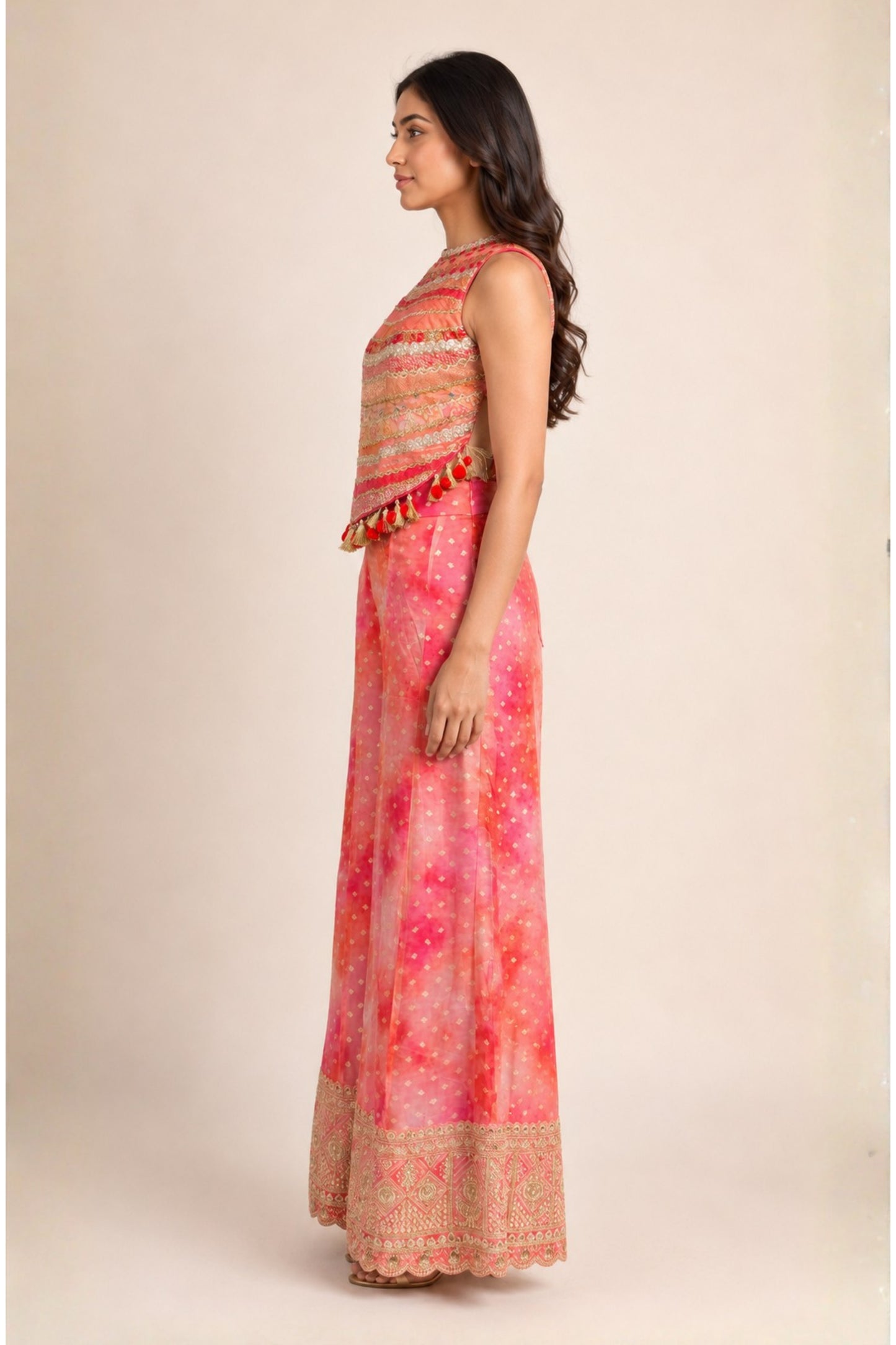Embellished Cowl Top & Palazzo Set