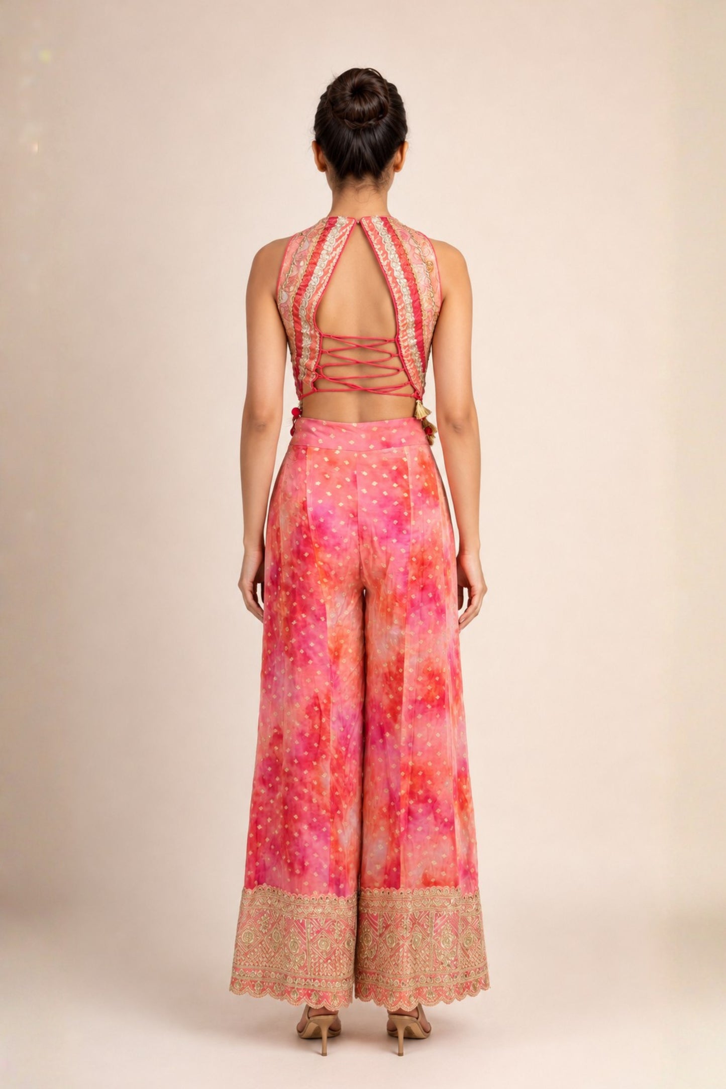 Embellished Cowl Top & Palazzo Set