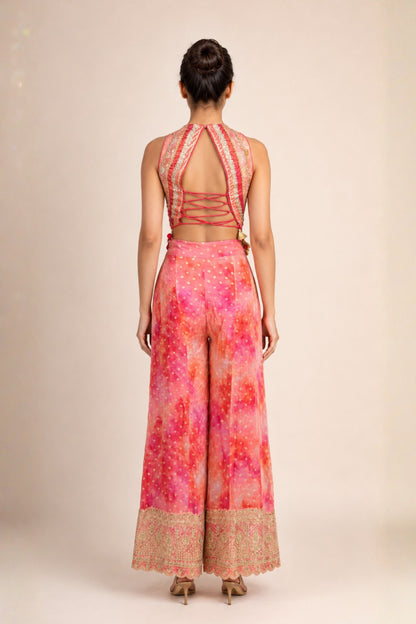 Embellished Cowl Top & Palazzo Set