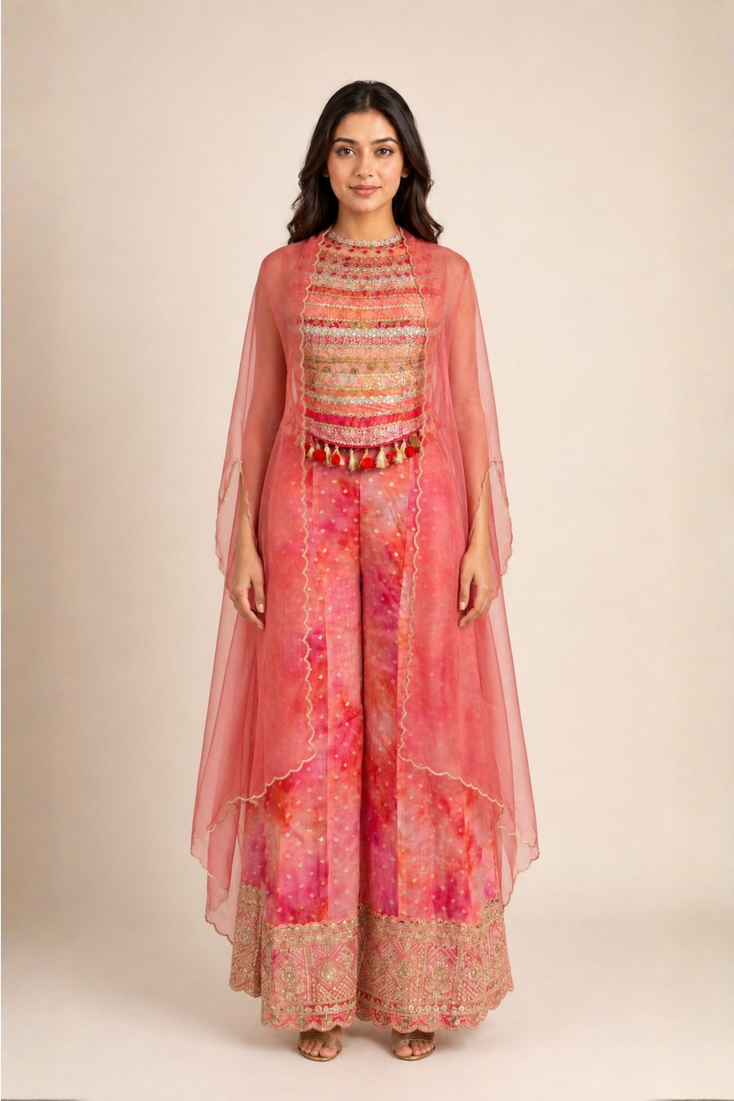 Embellished Cowl Top & Palazzo Set