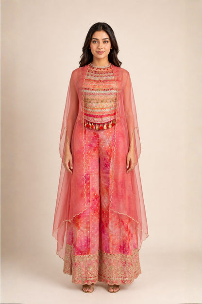 Embellished Cowl Top & Palazzo Set