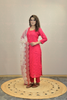 CERISE PINK CRUSHED KURTA SET