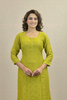 CITRON GREEN CRUSHED KURTA SET