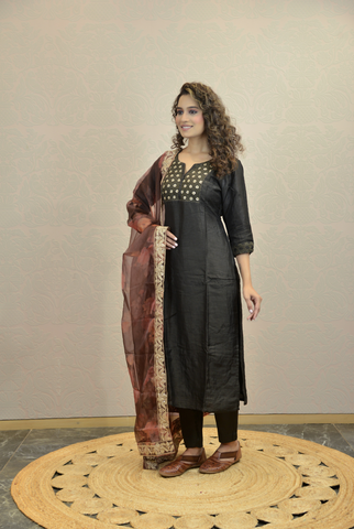 CARBON BLACK KURTA SET