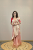 CORAL PEACH SILK TISSUE SAREE