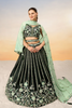 PINE GREEN SATIN SILK LEHENGA