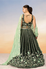 PINE GREEN SATIN SILK LEHENGA