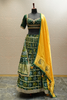 DARK PINE GREEN SATIN LEHENGA