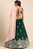 DARK GREEN GEORGETTE SEQUIN LEHENGA