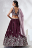 BURGUNDY GEORGETTE SEQUINS LEHENGA