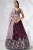 BURGUNDY GEORGETTE SEQUINS LEHENGA