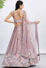 Rosegold Multi Thread White Sequins Chiffon Embroidered Semi-Stitched Lehenga choli