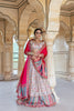 PEARL WHITE & PINK KASHMIRI WEAVING GAJI SATIN LEHENGA