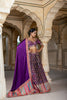 DARK VIOLET & PINK KASHMIRI WEAVING GAJI SATIN LEHENGA