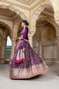 DARK VIOLET & PINK KASHMIRI WEAVING GAJI SATIN LEHENGA