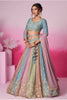 TEAL BLUE & MULTI-COLOR GEORGETTE LEHENGA