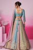 TEAL BLUE & MULTI-COLOR GEORGETTE LEHENGA