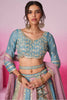 TEAL BLUE & MULTI-COLOR GEORGETTE LEHENGA