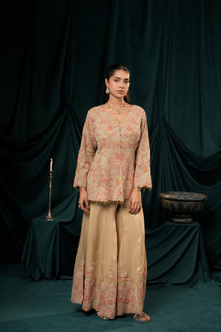 SAGE GREEN TISSUE SILK SHARARA SET