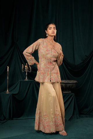 SAGE GREEN TISSUE SILK SHARARA SET alternate